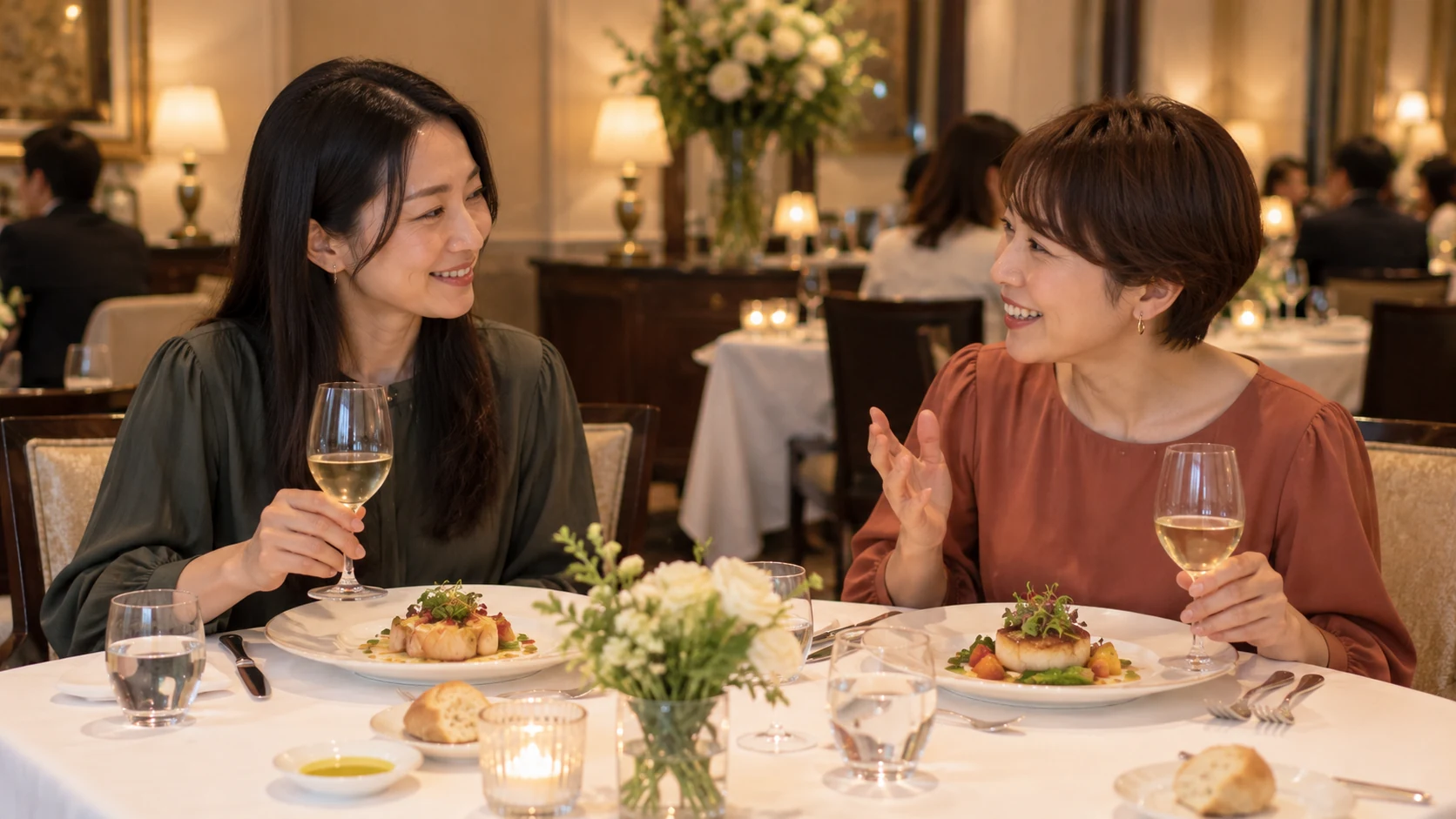 友人同士で会食を楽しむ二人